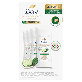 Dove Advanced Care Invisible+ Antiperspirant Deodorant 4 pk