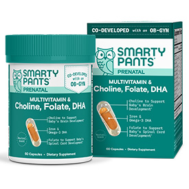 SmartyPants® Prenatal + Choline, Folate, DHA Multi Capsules