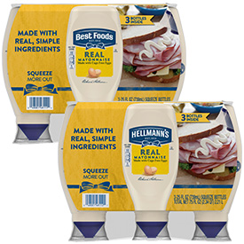 Hellmann's or Best Foods Real Squeeze Mayonnaise 25oz, 3pk